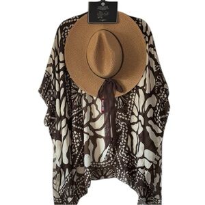 Vince Camuto Leopard Print Ruana & Panama Hat, Rt $68
